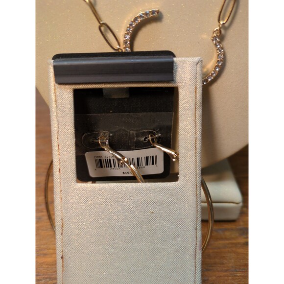 Initial C Sparkly Necklace & Matching Hoop C Earrings Set NWT Gift Set - Picture 8 of 8